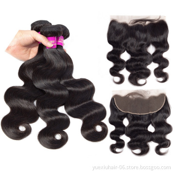 Raw Virgin Indian Hair Closure Lace Frontal Body Wave With Closure